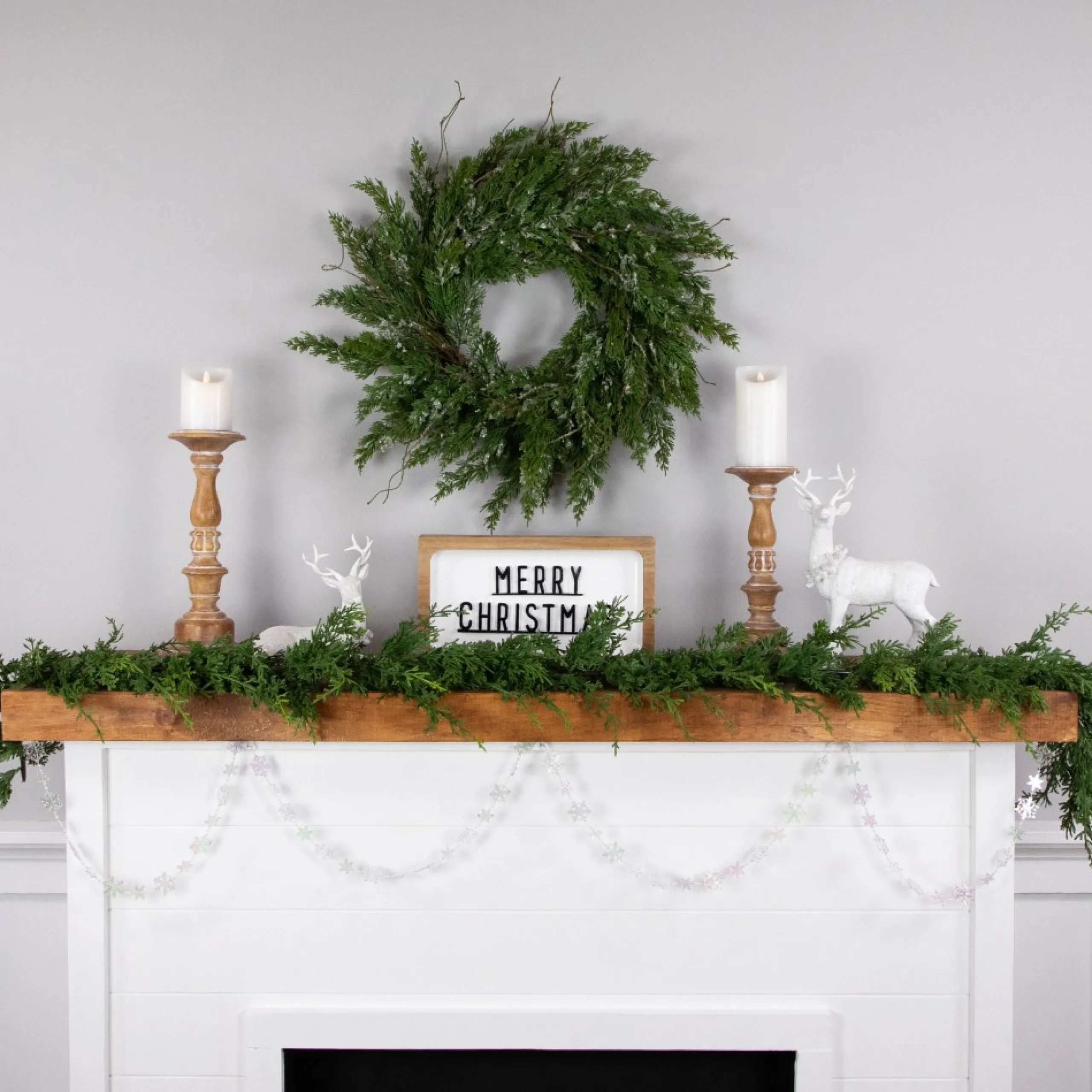 Beaded Garland*Northlight 8' Clear Iridescent Snowflake Beaded Christmas Garland, Unlit