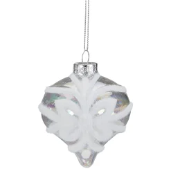 Northlight Finials>3.25" Clear Iridescent With White Frost Glass Onion Christmas Ornament