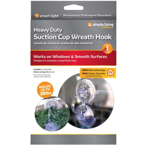 Wreath Accessories*Northlight 7" Clear Jumbo Suction Cup Christmas Wreath Hook