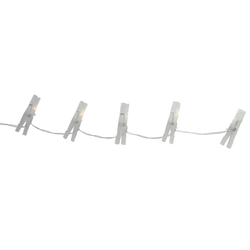 Dennis East 15 Clothespin Summer Novelty Patio String Lights - 6.5 Ft Clear Wire