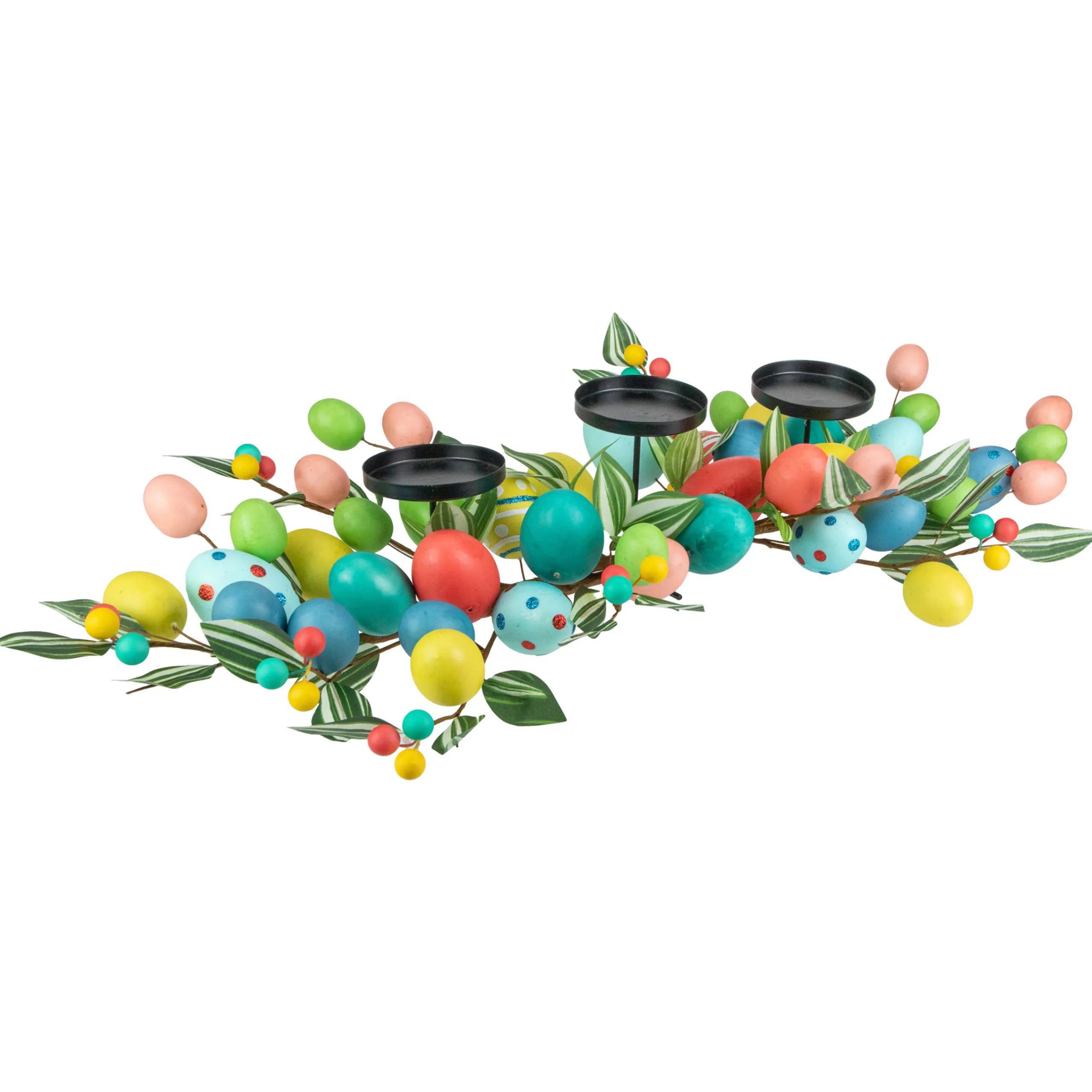 Northlight 32" Colorful Easter Egg Pillar Candle Holder Centerpiece