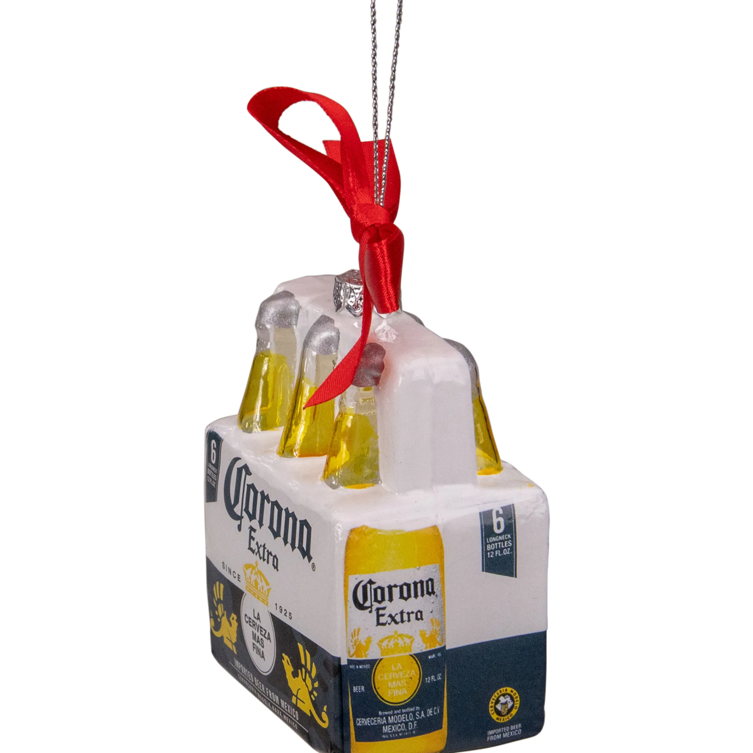 Northlight Food & Beverage>3.25" Corona Six Pack Glass Christmas Ornament