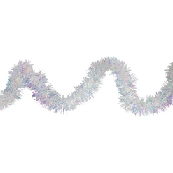 KSA 30 Count Battery Operated Warm White Led Tinsel Christmas Lights, 2 Ft Silver Wire