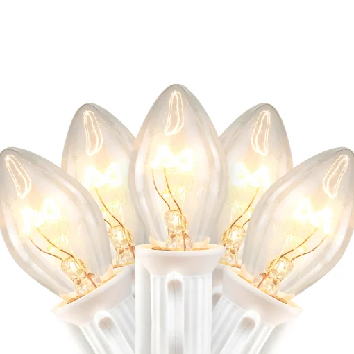 Northlight 25 Count Clear C7 Christmas Lights, 24Ft White Wire