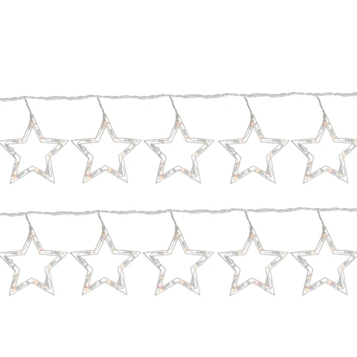 Northlight 100 Count Clear Twinkling Star Icicle Christmas Lights, 13.5 Ft White Wire