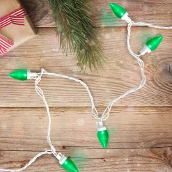 Northlight 25 Count Green Led C7 Christmas Lights, 16 Ft White Wire
