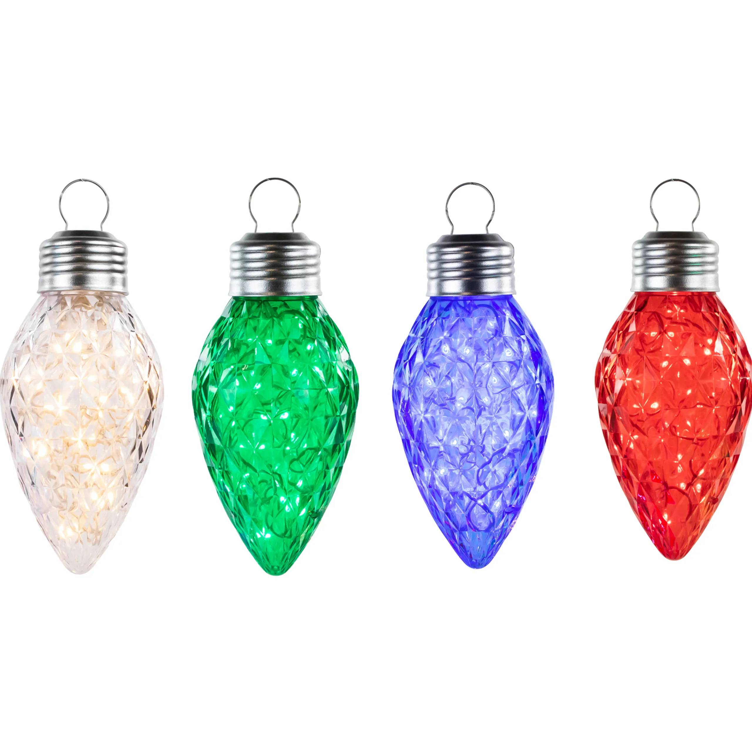 Northlight 4 Count Led Multi-Color Giant C9 Faceted Twinkle Christmas Lights, 12 Ft White Wire