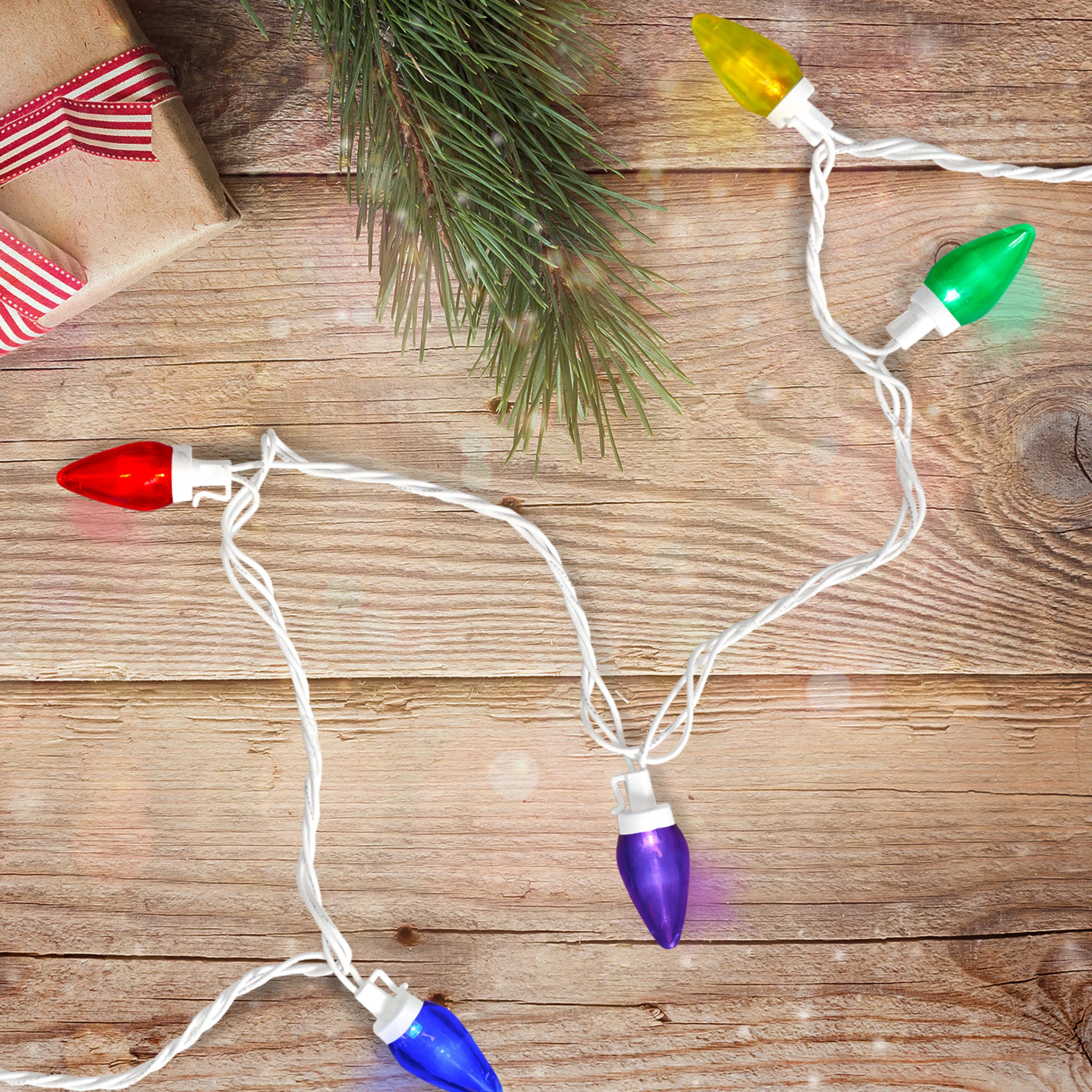 Northlight 25 Count Multi-Color Led C7 Christmas Lights, 16 Ft White Wire