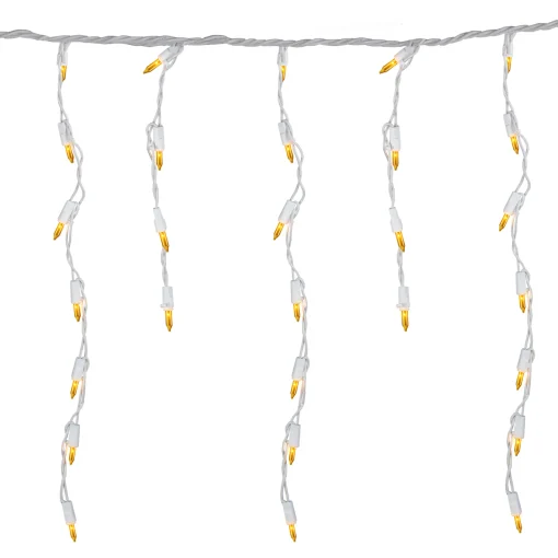Northlight 100 Count Opaque Gold Mini Icicle Christmas Lights - 3.5 Ft White Wire