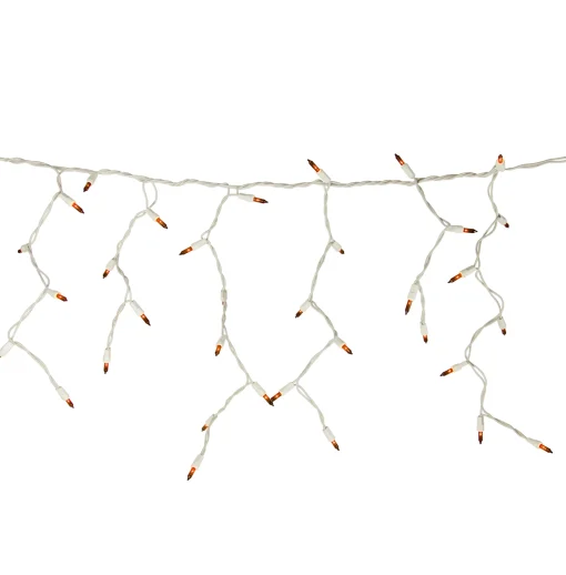 Northlight 100 Count Orange Mini Icicle Christmas Lights - 3.5 Ft White Wire