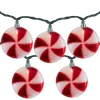 Northlight 10 Count Peppermint Candy Christmas Light Set, 6Ft Green Wire