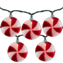 Northlight 10 Count Peppermint Candy Christmas Light Set, 6Ft Green Wire