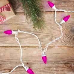 Northlight 25 Count Pink Led C7 Christmas Lights, 16 Ft White Wire