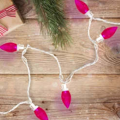 Northlight 25 Count Pink Led C9 Christmas Lights, 16 Ft White Wire