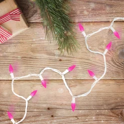 Northlight 70 Count Pink Led C6 Faceted Christmas Lights, 22.5 Ft White Wire
