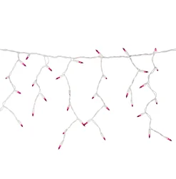 Northlight 100 Count Pink Mini Icicle Christmas Lights - 3.5 Ft White Wire