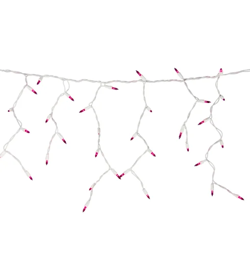Northlight 100 Count Pink Mini Icicle Christmas Lights - 3.5 Ft White Wire