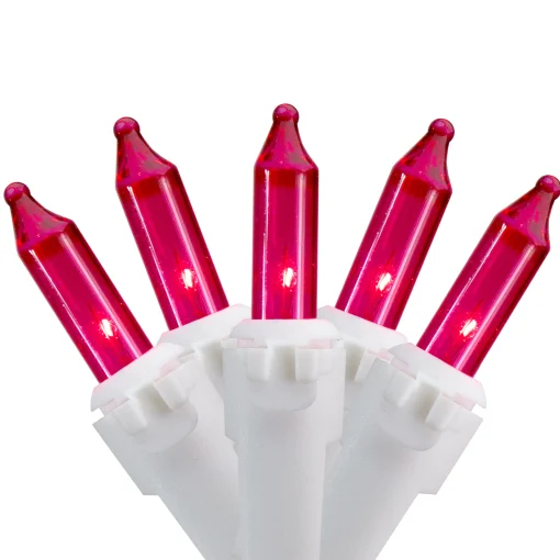 Northlight 100 Count Pink Mini Icicle Christmas Lights - 3.5 Ft White Wire