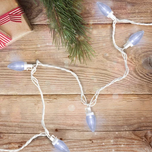 Northlight 25 Count Pure White Led C7 Christmas Lights, 16 Ft White Wire