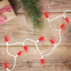Northlight 70 Count Red Led C6 Faceted Christmas Lights, 22.5 Ft White Wire