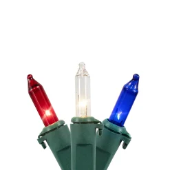 Northlight 100 Count Red, White And Blue 4Th Of July String Lights, 20 Ft Green Wire
