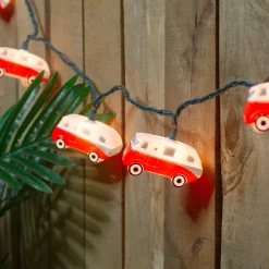 Dennis East 10 Count Retro Camper Bus Novelty Summer String Lights, 6 Ft Green Wire