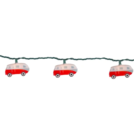 Dennis East 10 Count Retro Camper Bus Novelty Summer String Lights, 6 Ft Green Wire