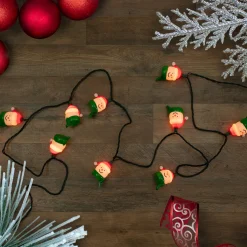 Northlight 10 Count Snowman Heads With Scarves Christmas Light Set, 7.5Ft Green Wire