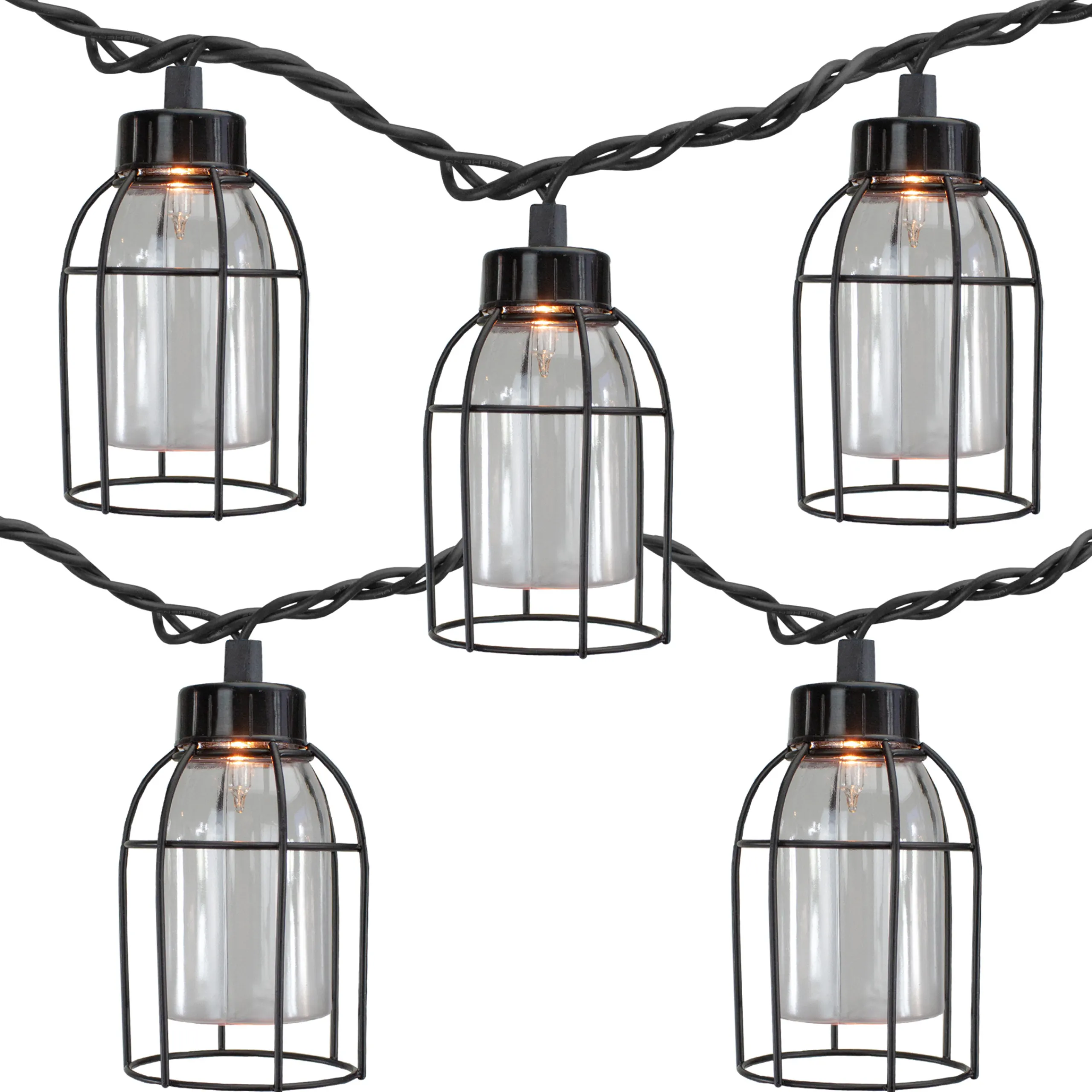 Dennis East 10 Count Vintage Style Edison Cage Novelty String Lights, 6.5 Ft Black Wire