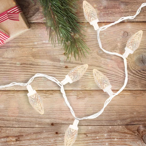 Northlight 100 Count Warm White Led Faceted C9 Christmas Lights - 41 Ft White Wire