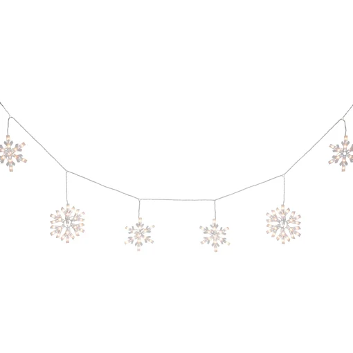 Northlight 150 Count White Snowflake Icicle Christmas Lights, 8.5 Ft White Wire