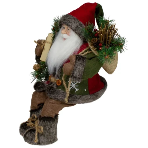 Santa Figures*Northlight 16" Country Rustic Santa Claus With Snowflake Jacket Sitting Christmas Figure