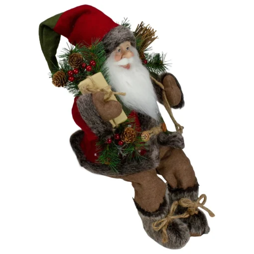 Santa Figures*Northlight 16" Country Rustic Santa Claus With Snowflake Jacket Sitting Christmas Figure