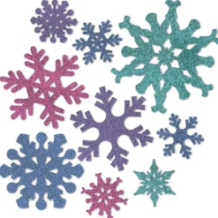 Party Supplies*Beistle 108 Counts Multi-Colored Snowflake Printed Glittered Cutouts 12"