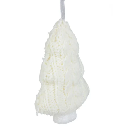 Northlight Trees & Wreaths>6" Cream Cable Knit Christmas Tree Shaped Ornament