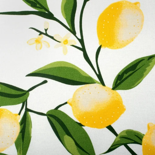 Contemporary Home Living 70" Daffodil Yellow And Green Lemon Bliss Printed Round Tablecloth