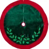 48 Inch And Smaller*Northlight 48" Dark Green Holly And Berry Velveteen Christmas Tree Skirt