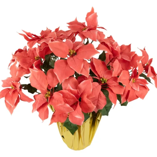 Floral*Northlight 28" Dark Pink Artificial Christmas Poinsettia With Gold Wrapped Base