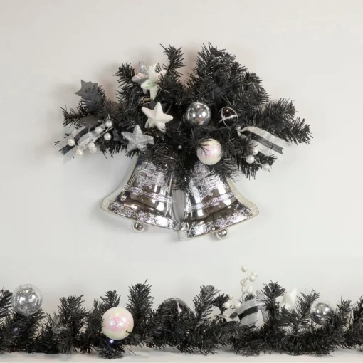 Unlit Swags*Northlight 18" Decorated Black Pine Artificial Christmas Swag With Bells
