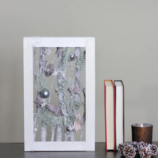 Wall & Door Decorations*Northlight 14.25" Decorated Standing Birch Branches In Wood Frame Table Or Wall Decoration