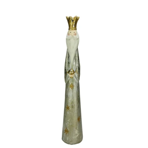 Nativities*A & B Floral 24" Distressed Silver And Gold King Melchior Wise Man Christmas Nativity Figure