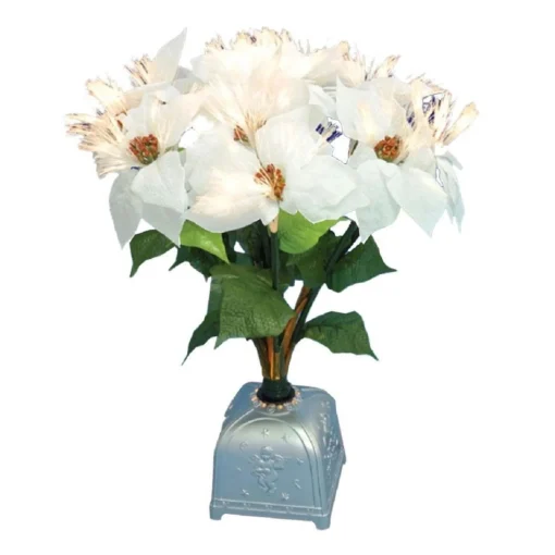 Floral*Northlight 20" Fiber Optic Lighted White Poinsettia Artificial Christmas Plant