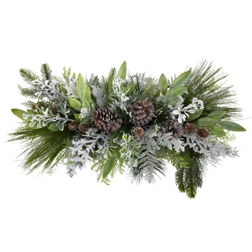 Floral*Nearly Natural 26" Flocked Artificial Christmas Arrangement