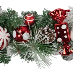 Traditional Pine Garland*Northlight 6' Flocked Pine Artificial Christmas Garland With Candy Ornaments And Pinecones