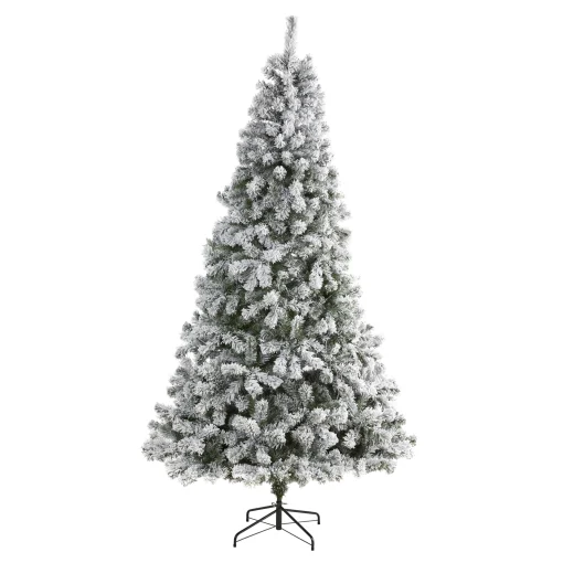 Nearly Natural Unlit Traditional Trees>8' Flocked West Virginia Fir Artificial Christmas Tree, Unlit