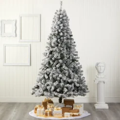 Nearly Natural Unlit Traditional Trees></noscript>8' Flocked West Virginia Fir Artificial Christmas Tree, Unlit