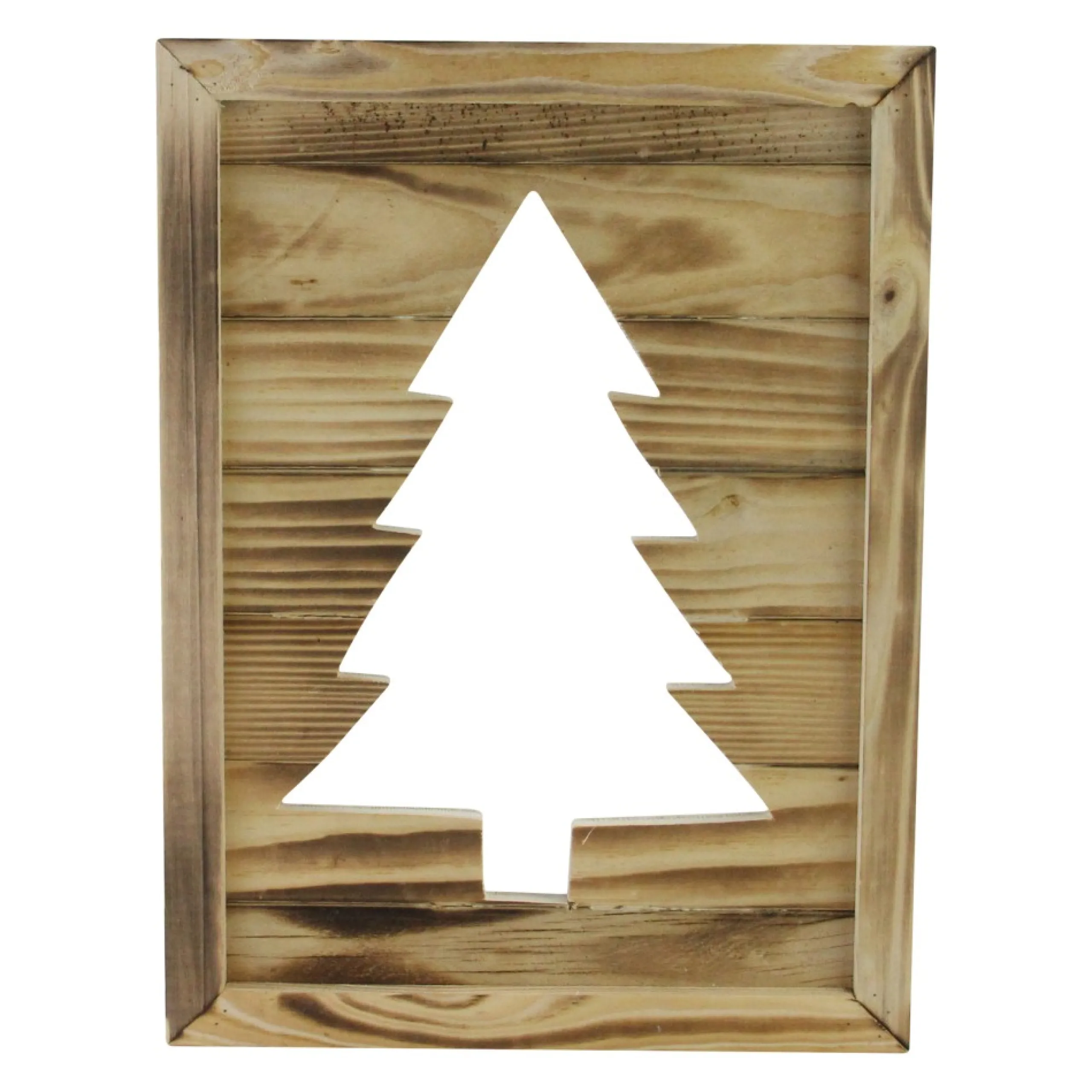 Wall & Door Decorations*Northlight 13.75" Framed Wood Christmas Tree Cut Out Wall Hanging Decoration