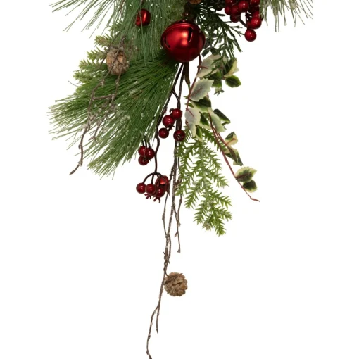 Unlit Teardrops*Northlight 30" Frosted Berries And Pine Cones Artificial Christmas Teardrop Swag - Unlit