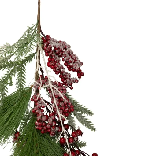 Unlit Teardrops*Northlight 28" Frosted Red Berries And Pine Cones Artificial Christmas Teardrop Swag