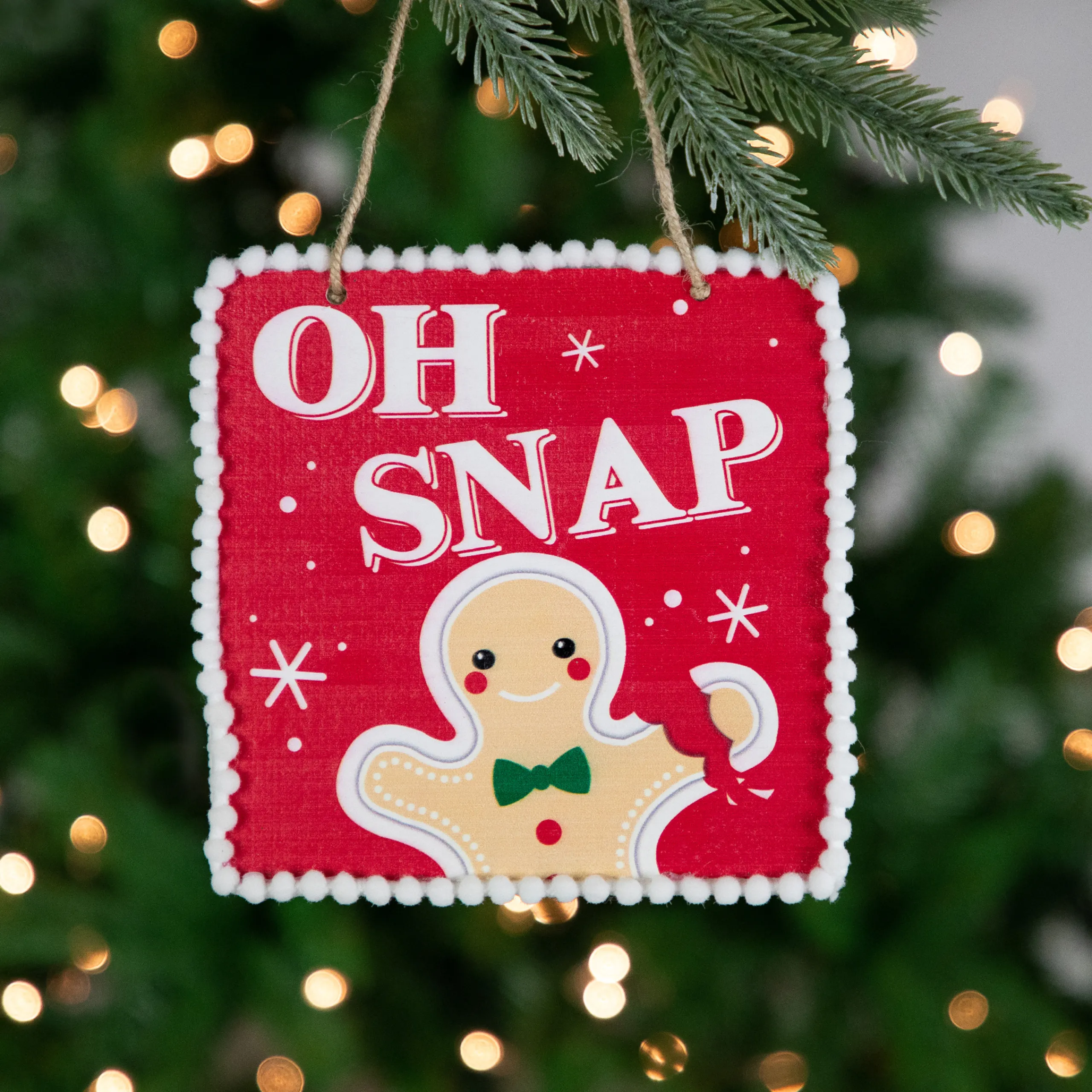 Northlight Humor>6.25" Gingerbread Man "Oh Snap" Square Christmas Ornament